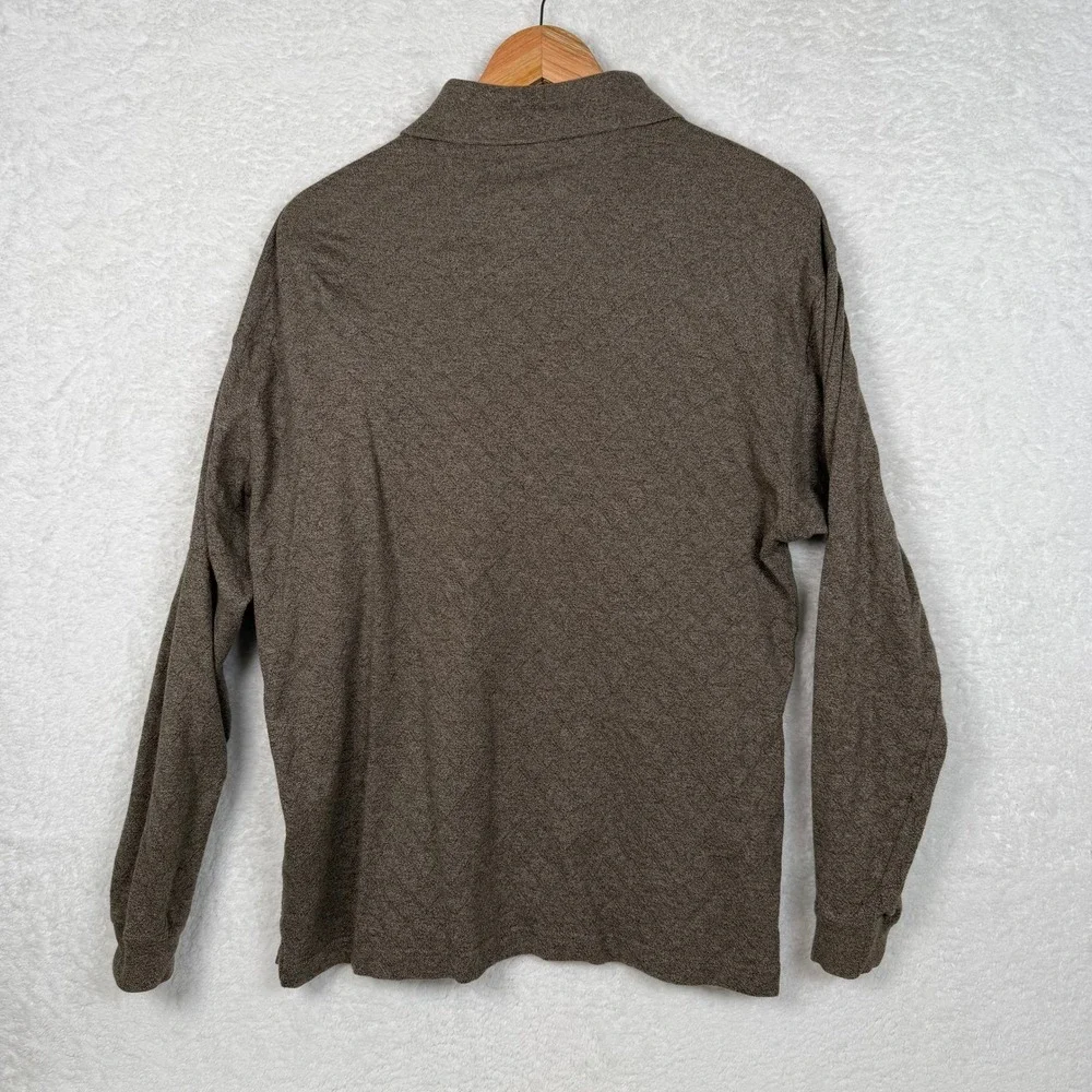 Turnbury‎ Mens Brown Long Sleeve Polo Shirt 100% Cotton Size M Heathered Knit